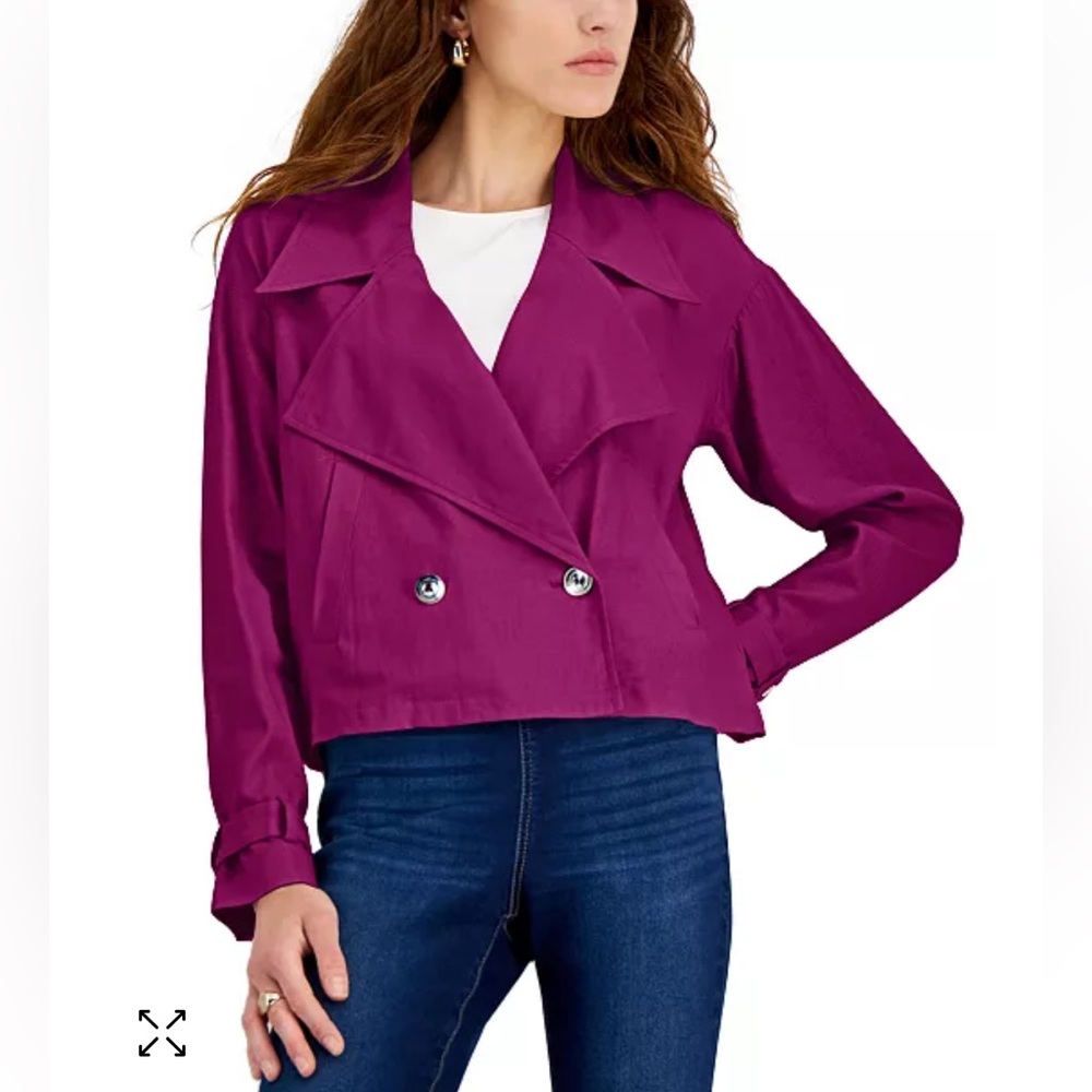 INC International Concepts Women's Double-Breasted Jacket in Cranberry